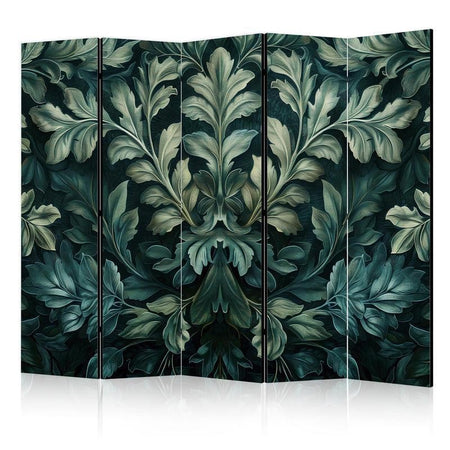 Paravento - Dark Green Victorian Leaves - Botanical Carved Composition