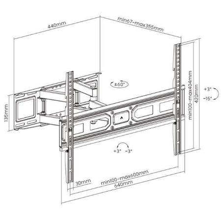 Equip staffa per montaggio tv a movimento completo da 37” a 80” - 650337