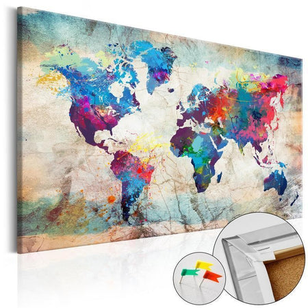 Quadro di sughero - World Map: Colourful Madness