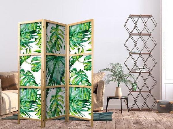 Paravento giapponese Monstera e foglie di palma 3 ante