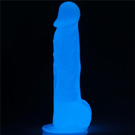 Dildo Trasparente Fluo 8.5" LUMINO AZZURRO 21,5 CM