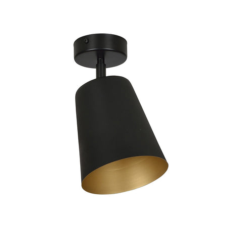Faretto Spot 1 Luce Prism Con Cono In Acciaio Nero E Oro Interno