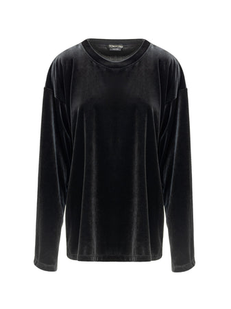 Tom Ford Maglia in Velluto Nera Manica Lunga da donna