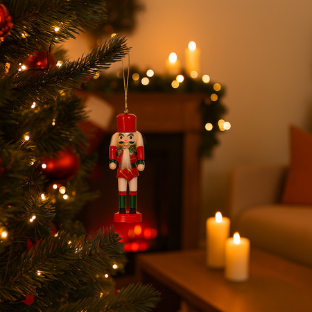 Schiaccianoci pensili per Albero di Natale in legno per decorazioni natalizie set da 3