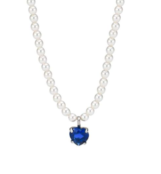 BOCCADAMO - Collana di perle con cuore blu SOPHIE