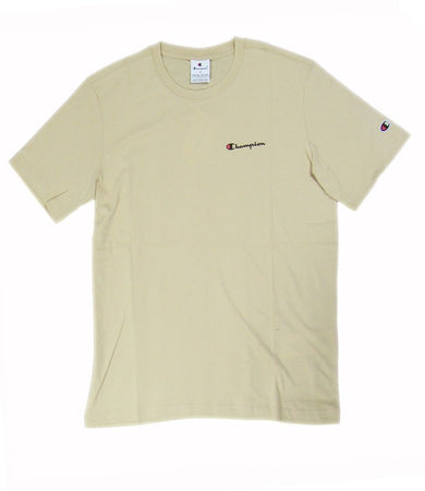 Champion SS TEE Light Cotton Jersey Uomo Logo Piccolo Cotone Beige