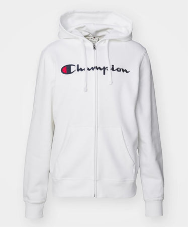 Champion FULL ZIP HOODIE SWEATSHIRT Heavy Soft Compact Spring Poly Terry Uomo, Bianco