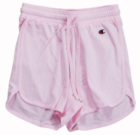 Champion SHORT Soft Cotton Rib Donna Logo Piccolo Cotone Rosa
