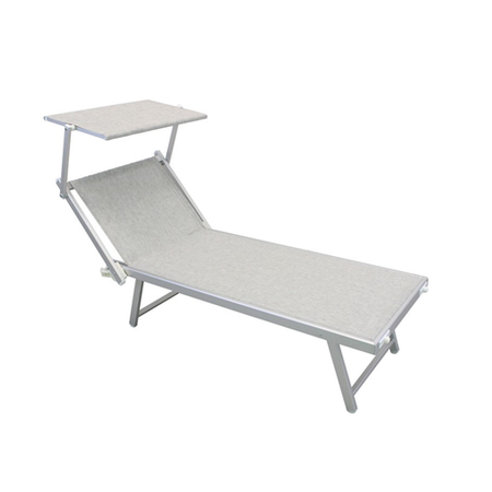 Lettino prendisole "Jesolo" in alluminio e texilene per piscina e giardino con tettuccio