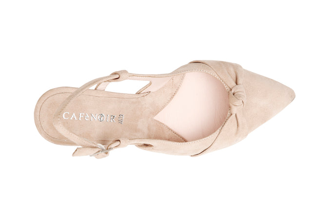 SCARPE APERTE DIETRO IN CAMOSCIO NODO DAVANTI TACCO 90 MM