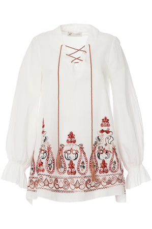 BLUSA CON BALZA RICAMATA