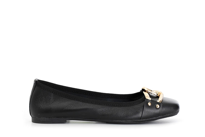 BALLERINA IN PELLE LAMINATA CON CATENA