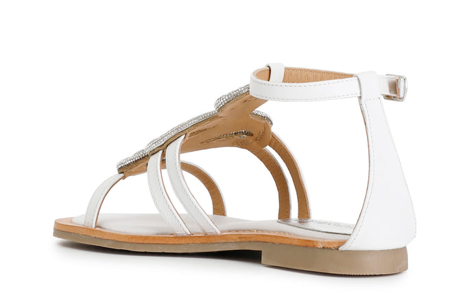 SANDALO ASIMMETRICO IN NAPPA CON ACCESSORIO STRASS