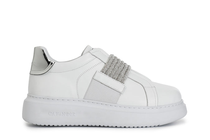 SNEAKERS IN PELLE CON ACCESSORIO STRASSE ELASTICI