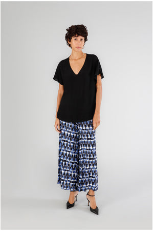 BLUSA SCOLLO A V IN MAROCAINE STAMPATO