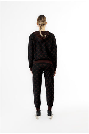 MAGLIA FULL ZIP CON CAPPUCCIO E  LOGO JACQUARD