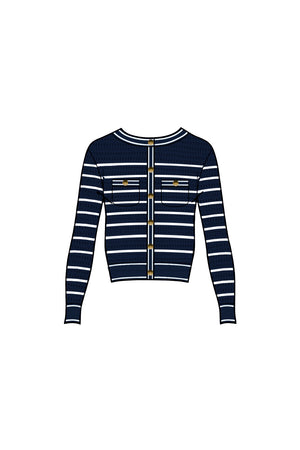 CARDIGAN RIGATO MOTIVO TRAFORO