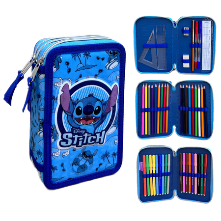 ASTUCCIO 3 ZIP SCUOLA DIS. STITCH 3D MULTISCOMPARTO COLORI GIOTTO