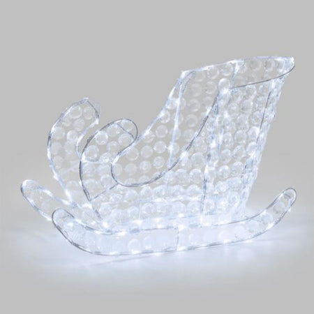 Slitta luminosa a led da esterno luce fredda h 40 con cristalli decorazione natalizia per balcone
