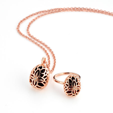 Tsars Collection - COLLANA WINDROSE IN ARGENTO ROSA E ONICE