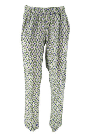 WHYCI Pantaloni Verde/bianco/viola da donna