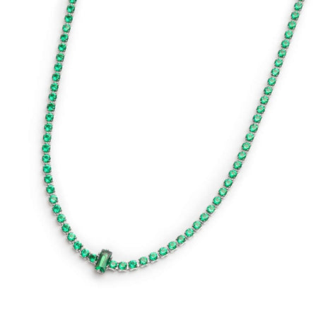 Marlù Collana tennis con zirconi e zircone centrale baguette