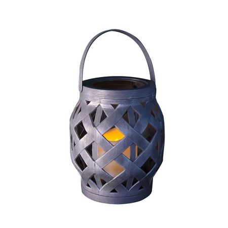 Lanterna ANTICATA GRIGIO LAMPADA LAMPADE CANDELA APPENDIBILE ESTERNO H 16,5 CM INTRECCIATA
