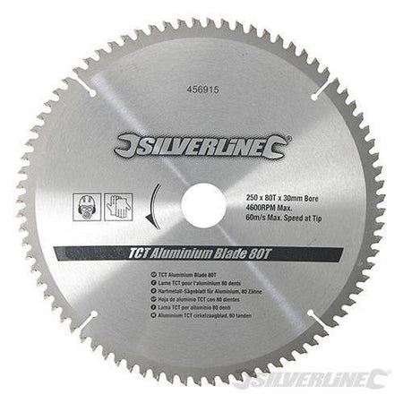 Lama TCT per alluminio 250x30/25/20/16, denti 80 Silverline Silverline