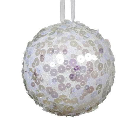 Palline per albero di Natale decorato, colore bianco con paillettes , da Ø 8 cm, 12 pezzi