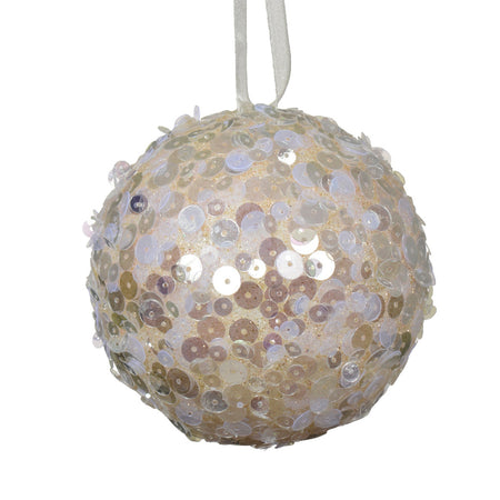 Palline per albero di Natale decorato, colore perla con paillettes , da Ø 8 cm, 12 pezzi