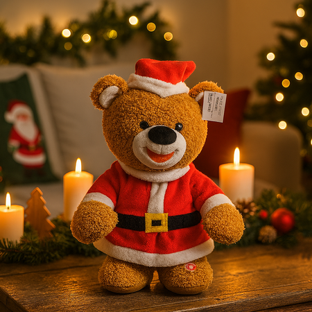 Orso peluche di natale musicale per decorazione natalizia 37 cm