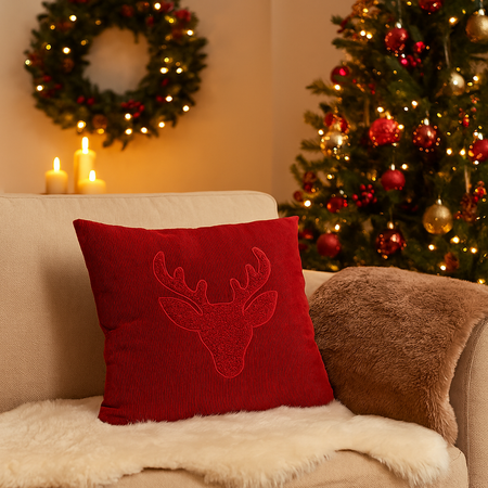 Cuscino natalizio in corduroy tinta unita per letto e divano 45 x 45 cm