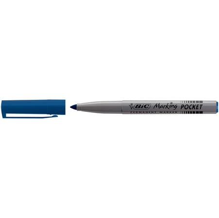 Scatola 12 Marcatori Pocket 1445 Blu P.Tonda Permanente Bic