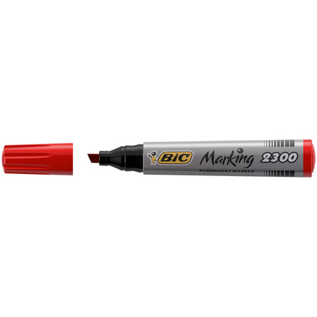 Scatola 12 Marcatori 2300 Rosso P.Scalpello Permanente Bic
