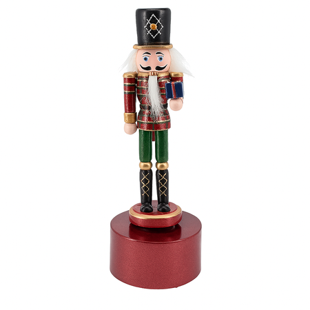 Soldatino schiaccianoci con carillon per decorazioni natalizie 22 cm