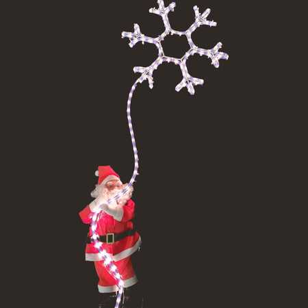 Babbo Natale con fiocco di neve a led decorazione luminosa h 150 cm