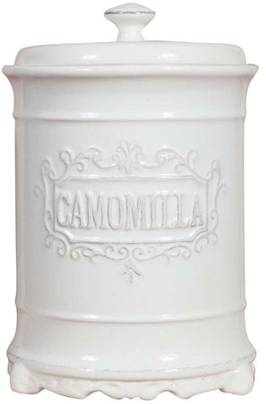 Biscottini Barattolo CAMOMILLA in porcellana bianca Shabby L16xPR16xH24,5 cm