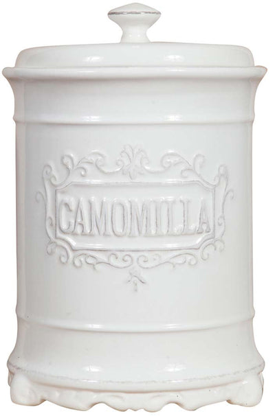 Biscottini Barattolo CAMOMILLA in porcellana bianca Shabby L16xPR16xH24,5 cm