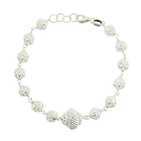 Bracciale sardo donna sfere filigrana sarda in argento traforate
