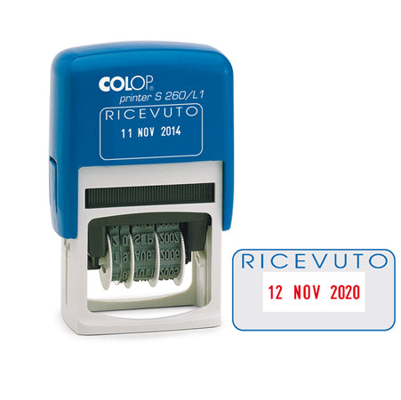 Timbro S260/L1 Datario + Ricevuto 4Mm Autoinchiostrante Colop