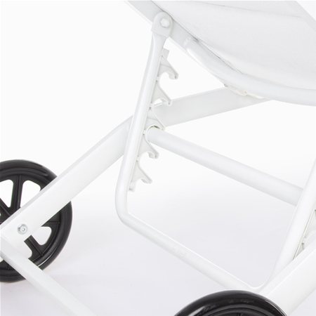 Lettino prendisole "Cleo" in alluminio effetto legno con ruote da giardino per esterno