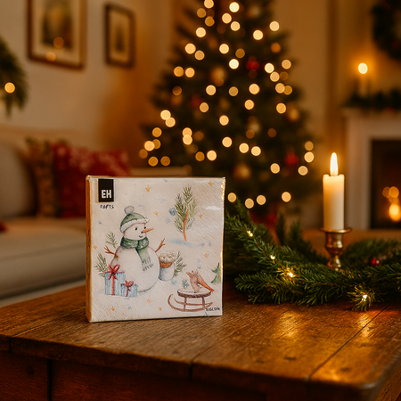 Tovaglioli natalizi decorazione per tavola di Natale, confezione 16 tovaglioli da 33 x 33 cm