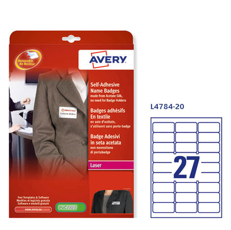Etichette Badge In Seta Acetata 63,5X29,6Mm (27Et/Fg 25Fg - Laser Avery