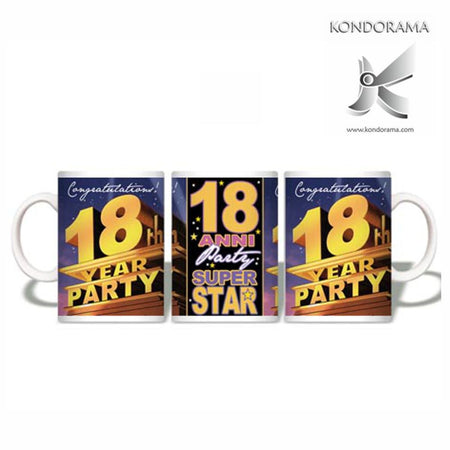 Tazza Compleanno "18 Anni Eighteen Years Party" tazza idea regalo party 18 Anni