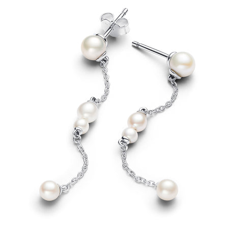 Pandora - Orecchini Pendenti Catena con Perle d’Acqua Dolce Coltivate