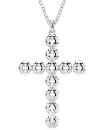 Swarovski - Collana con Pendente Insigne Taglio misto, Croce, Bianco, Placcato rodio