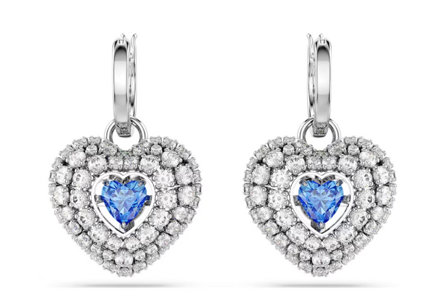 Swarovski - Orecchini pendenti Hyperbola Cuore, Blu, Placcato rodio