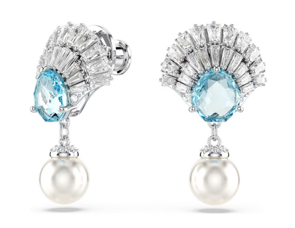 Swarovski - Orecchini pendenti Idyllia Conchiglia, Blu, Placcato rodio