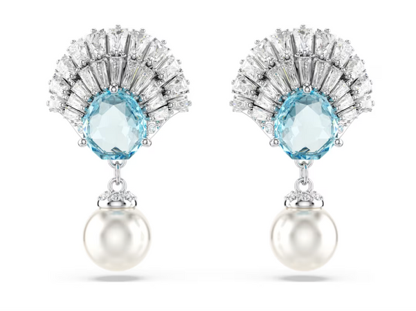 Swarovski - Orecchini pendenti Idyllia Conchiglia, Blu, Placcato rodio