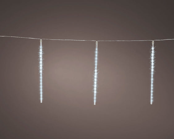 Luci a LED natalizie, ghiaccioli luce fredda per esterno ed interno, funzione nevicata